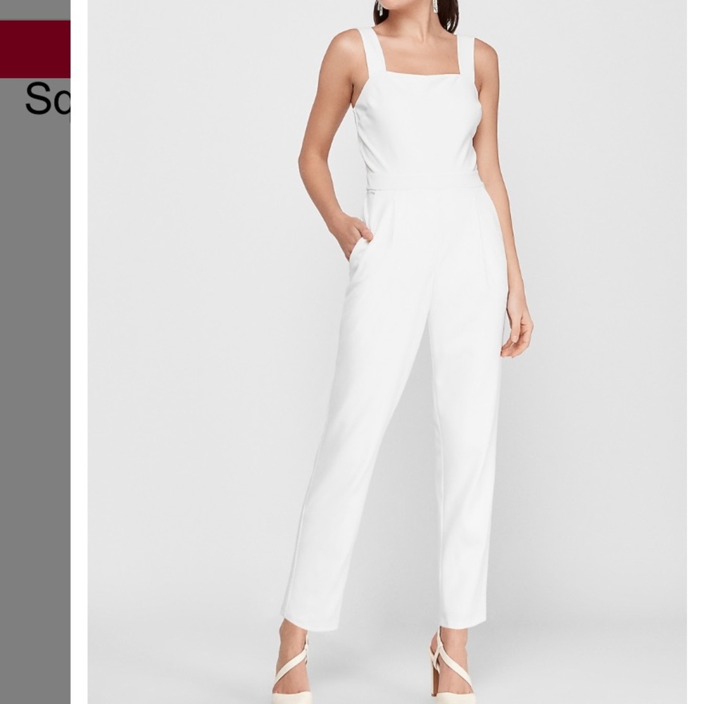 Express Square Neck Jumpsuit White